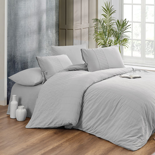 Carmine %100 Pamuk Nakışlı Çift Kişilik Nevresim Takımı Gri