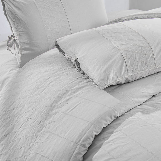 Carmine %100 Pamuk Nakışlı Çift Kişilik Nevresim Takımı Gri