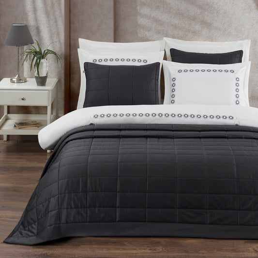 Savio Pamuk Saten Yatak Örtüsü Seti Antrasit