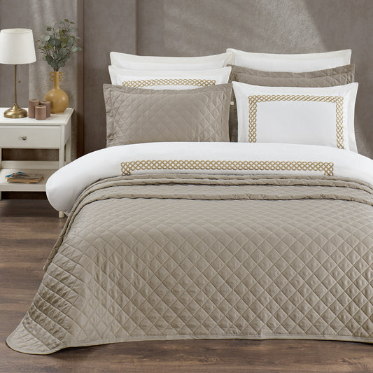 Pasioni Veronica %100 Pamuk Saten  Yatak Örtüsü Seti Bej