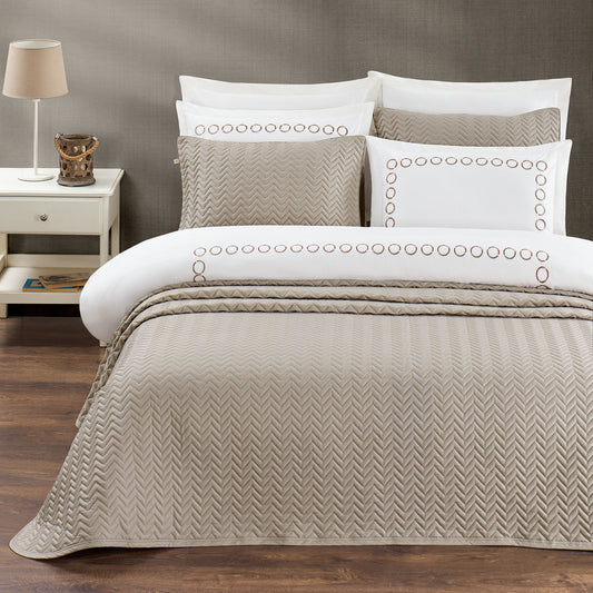 Pasioni Valentina %100 Pamuk Saten  Yatak Örtüsü Seti Bej