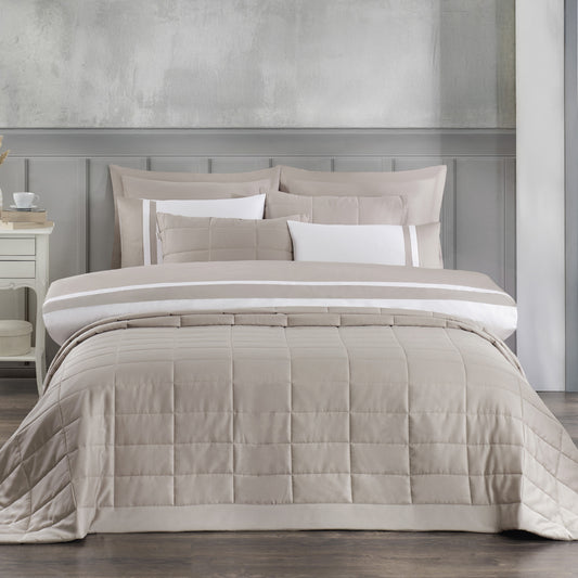 Lune %100 Pamuk Saten Çift Kişilik Nevresim Takımı Bej