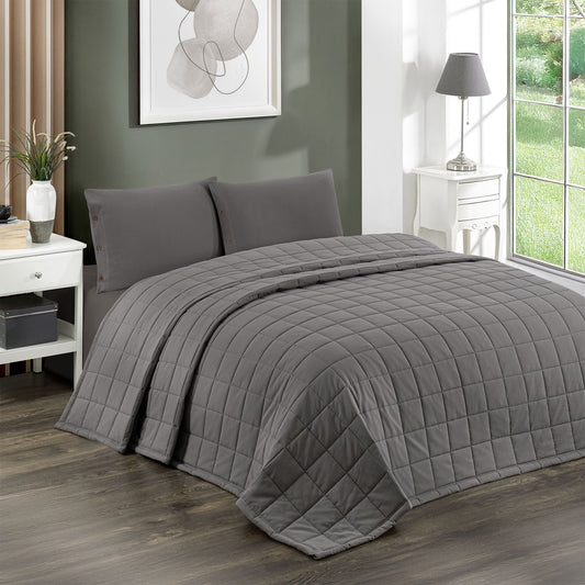 Soft %100 Pamuk Çift Kişilik Yatak Örtüsü Antrasit