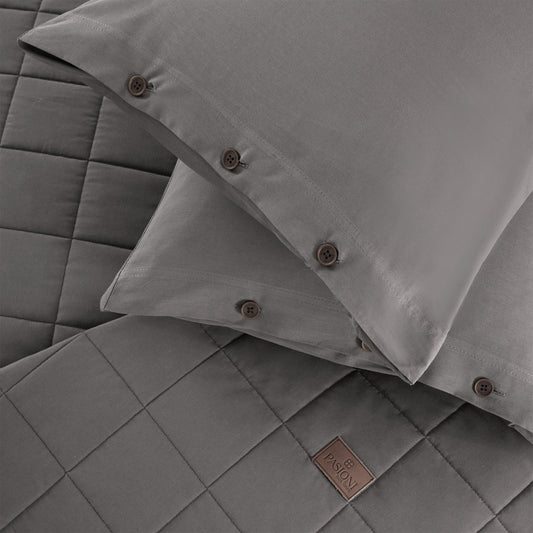 Soft %100 Pamuk Çift Kişilik Yatak Örtüsü Antrasit