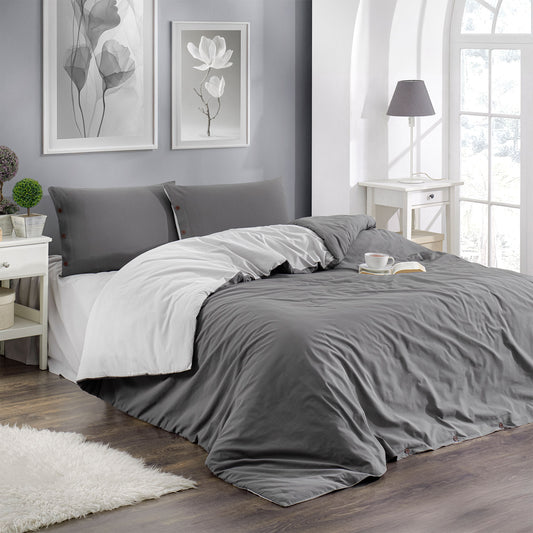Twin Soft Çift Kişilik Double Face Nevresim Takımı Antrasit-Gri
