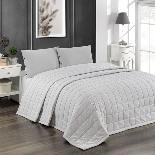 Soft %100 Pamuk Tek Kişilik Yatak Örtüsü Gri