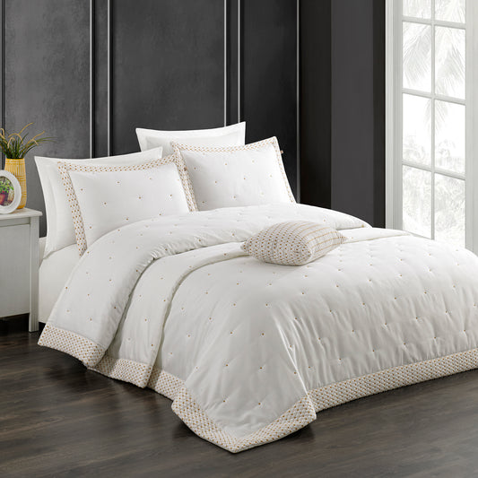 Lusso %100 Pamuk Saten 4 Parça Yatak Örtüsü Seti Gold