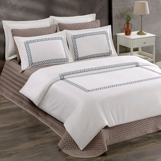 Pasioni Laura Nakışlı %100 Pamuk Saten Çift Kişilik Nevresim Takımı