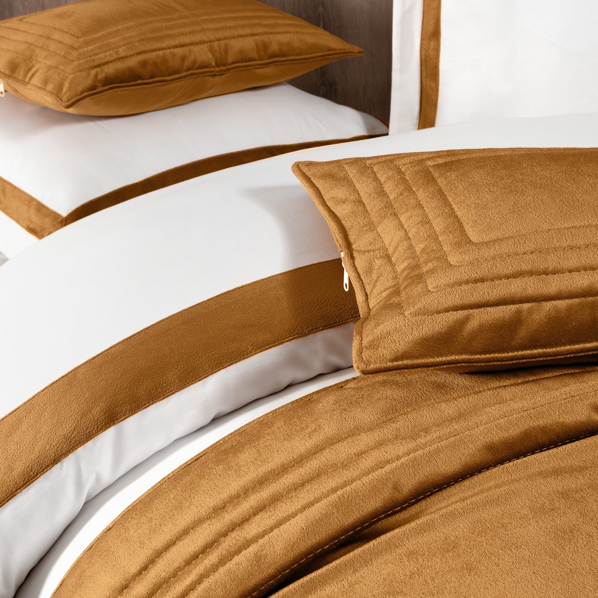 Benson - Kadife Hardal Yatak Runner Set - Pasioni