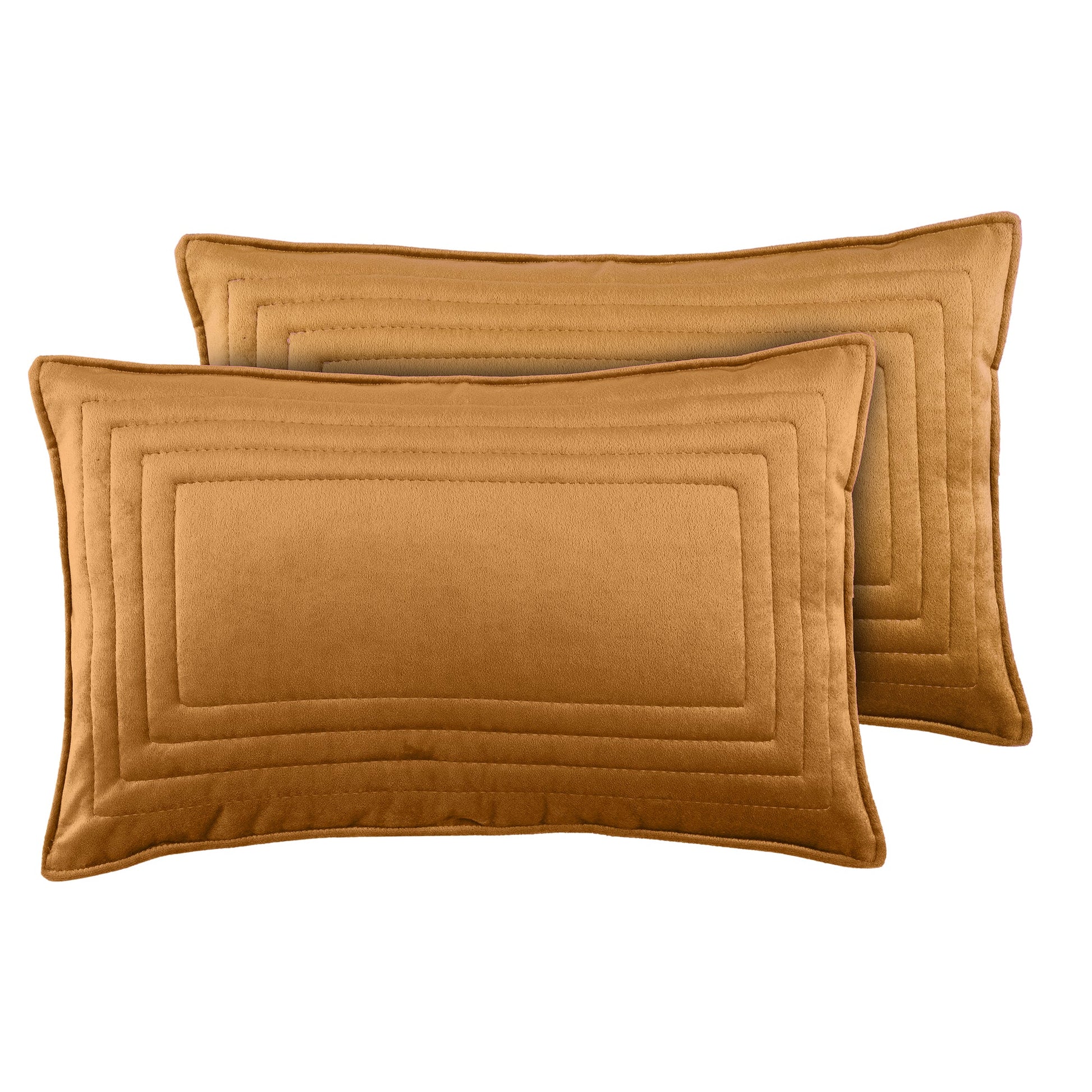 Esta - Kadife Hardal Çift Kişilik Yatak Örtüsü Takımı - Pasioni