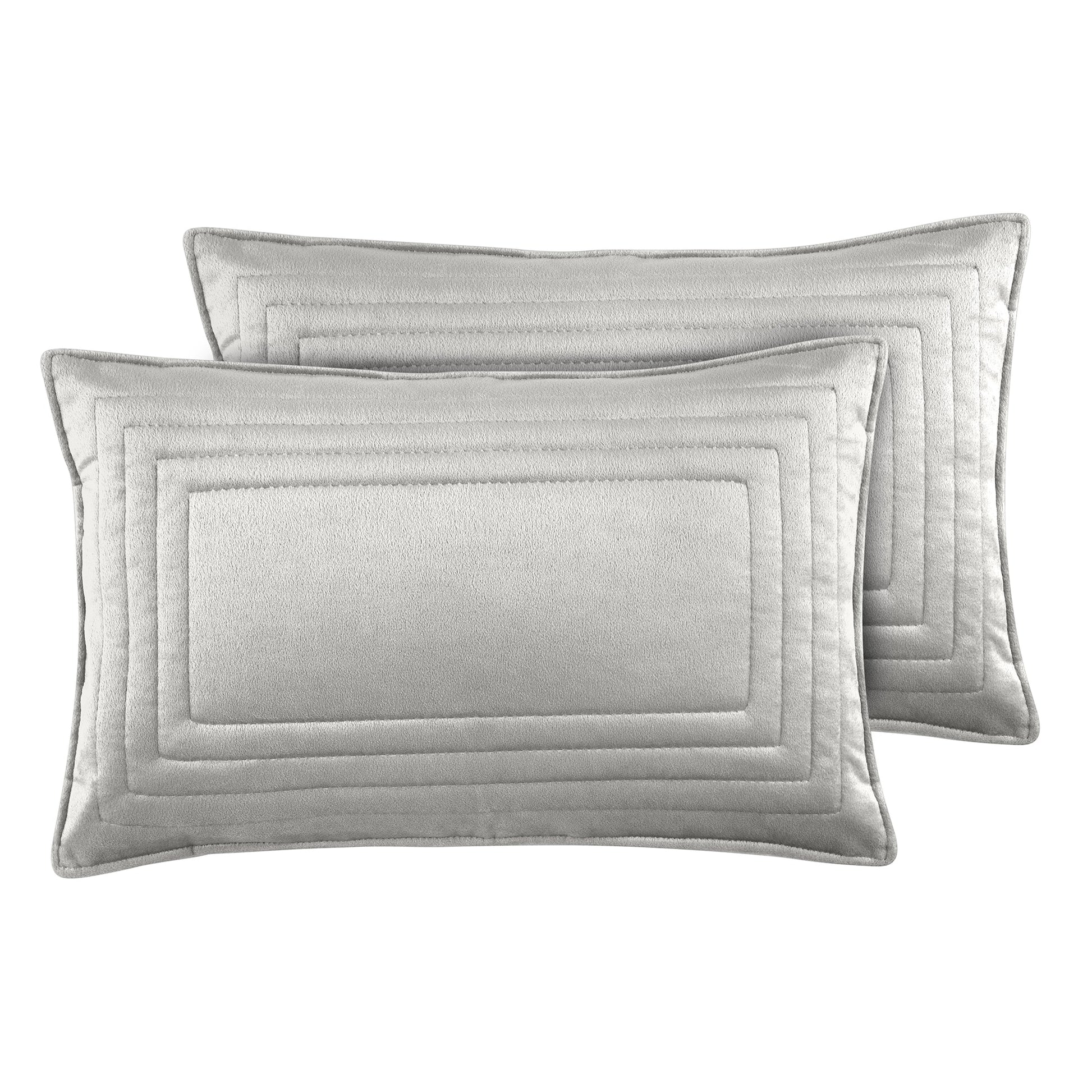 İlya - Kadife Gri Çift Kişilik Yatak Örtüsü Takımı - Pasioni