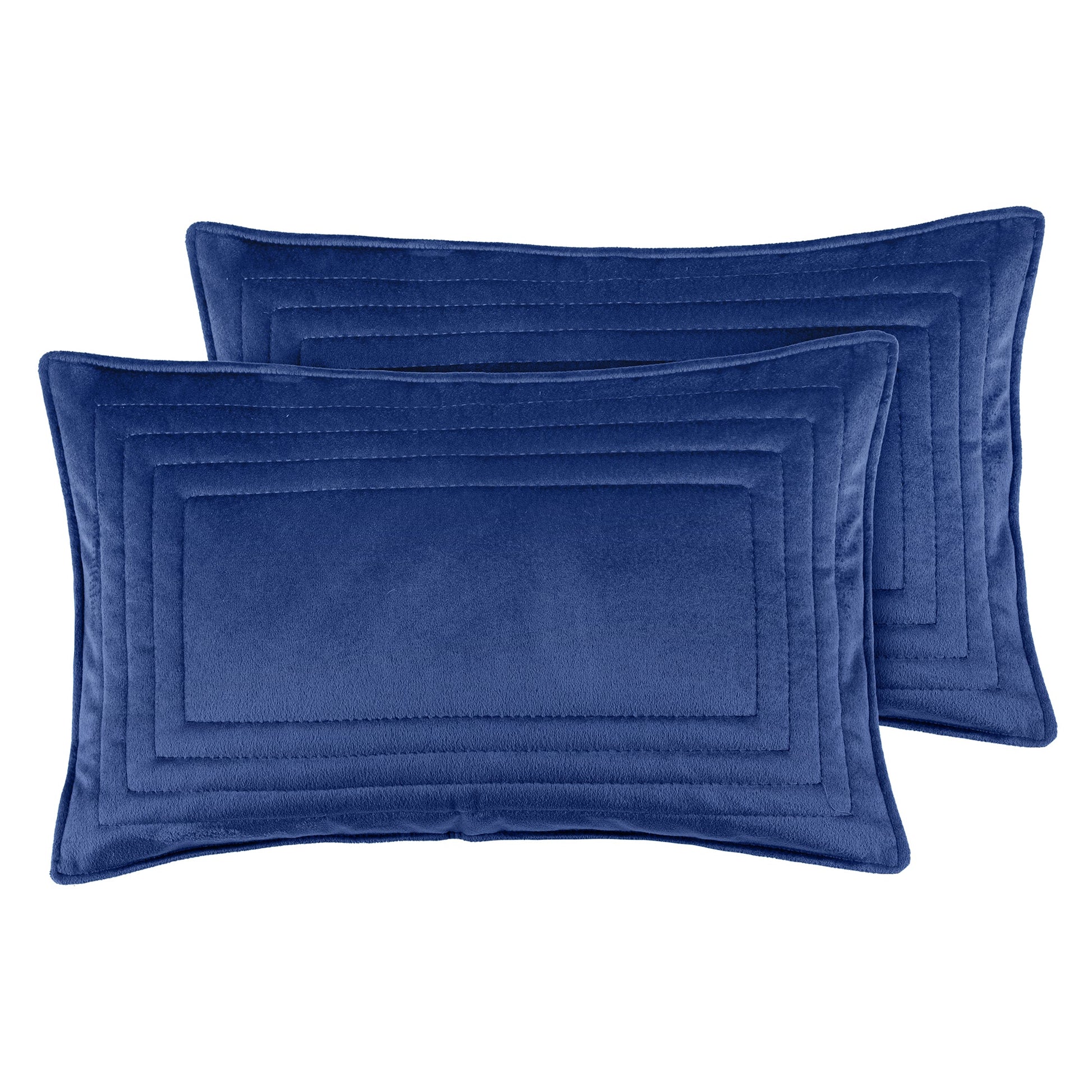Notte - Kadife Lacivert Çift Kişilik Yatak Örtüsü Takımı - Pasioni