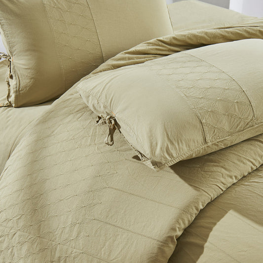 PASIONI CARMİNE NAKIŞLI NATUREL ÇİFT KİŞİLİK NEVRESİM TAKIMI YEŞİL - Pasioni