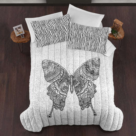 PASIONI COMFORTTER BAMBU JAKAR KELEBEK DESEN YENİ NESİL ÇİFT KİŞİLİK UYKU SETİ (3 PARÇA) - Pasioni