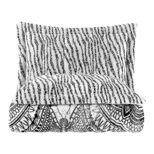 PASIONI COMFORTTER BAMBU JAKAR KELEBEK DESEN YENİ NESİL ÇİFT KİŞİLİK UYKU SETİ (3 PARÇA) - Pasioni