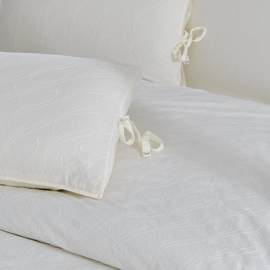 PASIONI DANTE NAKIŞLI NATUREL ÇİFT KİŞİLİK NEVRESİM TAKIMI BEYAZ - Pasioni