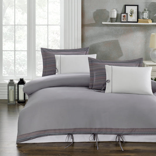 PASIONI ELBA GRİ ÇİFT KİŞİLİK SATEN NEVRESİM TAKIMI - Pasioni