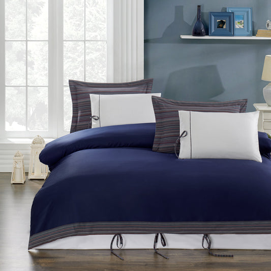 PASIONI ELBA LACİVERT ÇİFT KİŞİLİK SATEN NEVRESİM TAKIMI - Pasioni