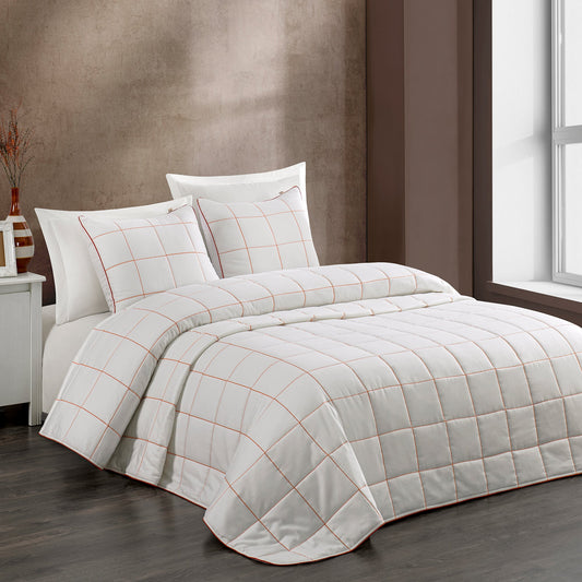 PASIONI MONDO BEYAZ SATEN NAKIŞLI 6 PARÇA YATAK ÖRTÜSÜ TAKIMI - Pasioni