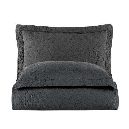 PASIONI - Pamuklu - Parça Boyama ESTE Antrasit Çift Kişilik Yatak Örtüsü Takımı - Pasioni