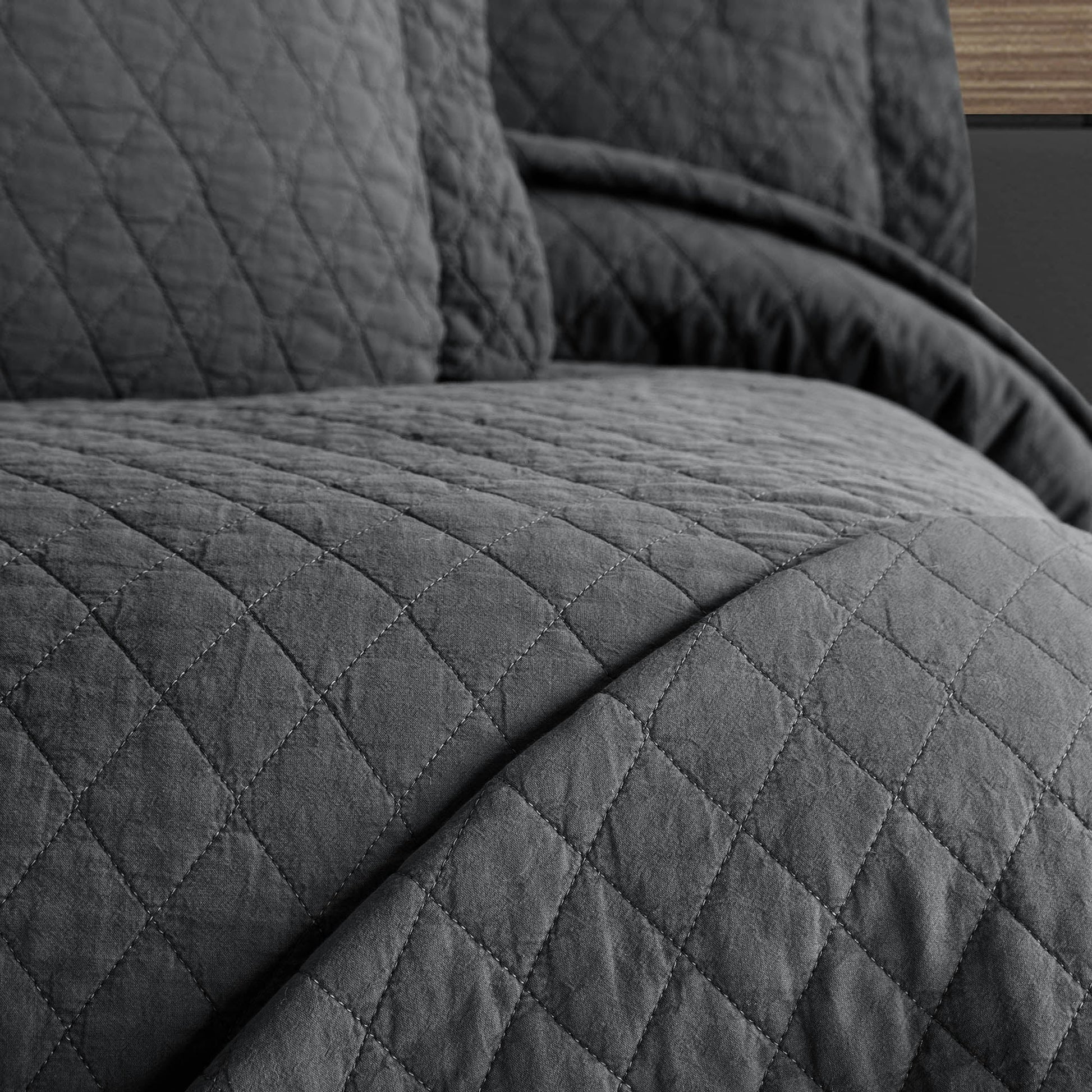 PASIONI - Pamuklu - Parça Boyama ESTE Antrasit Tek Kişilik Yatak Örtüsü Takımı - Pasioni