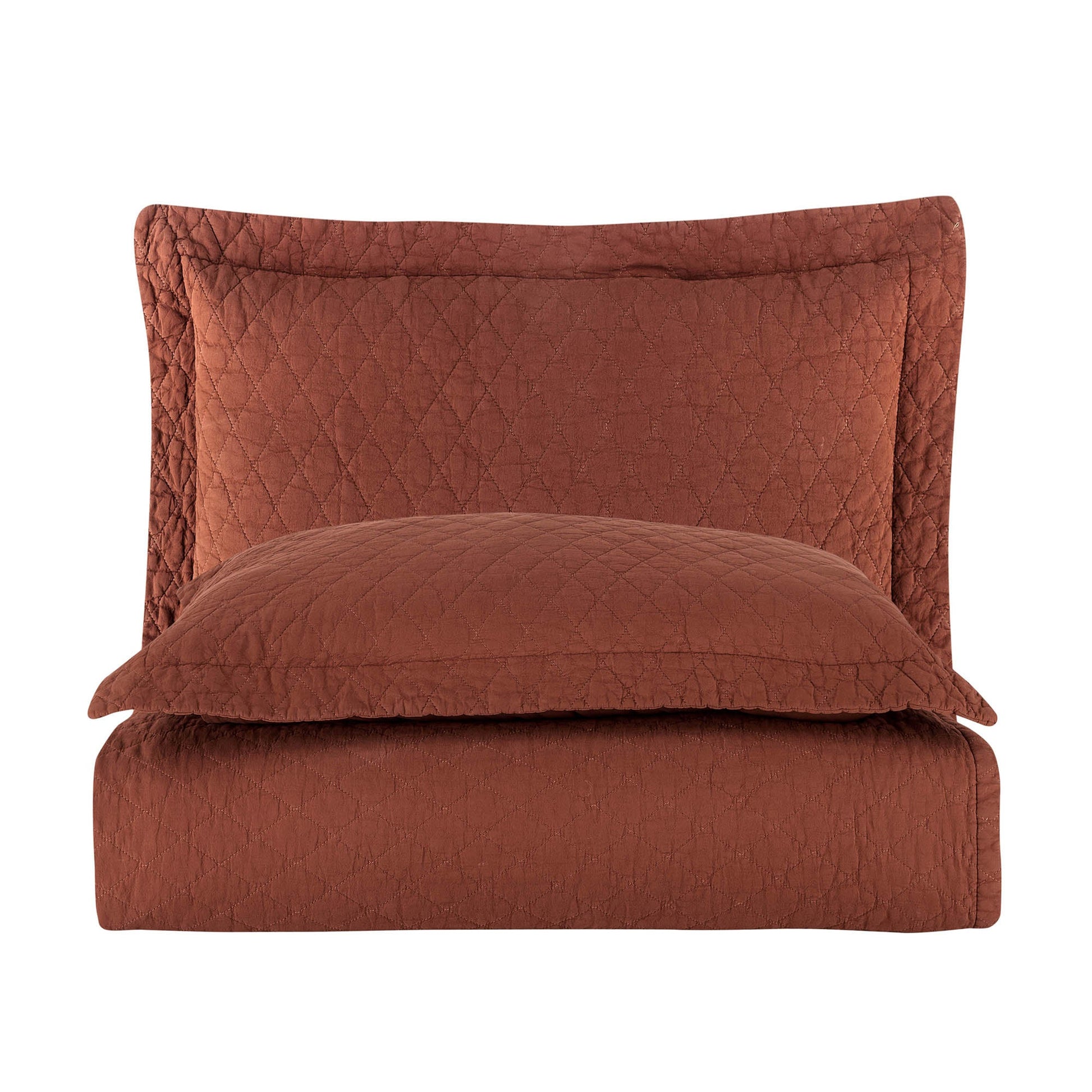 PASIONI - Pamuklu - Parça Boyama ESTE Kiremit - Terracotta Tek Kişilik Yatak Örtüsü Takımı - Pasioni