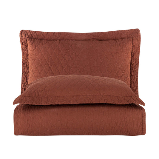 PASIONI - Pamuklu - Parça Boyama ESTE Kiremit - Terracotta Tek Kişilik Yatak Örtüsü Takımı - Pasioni