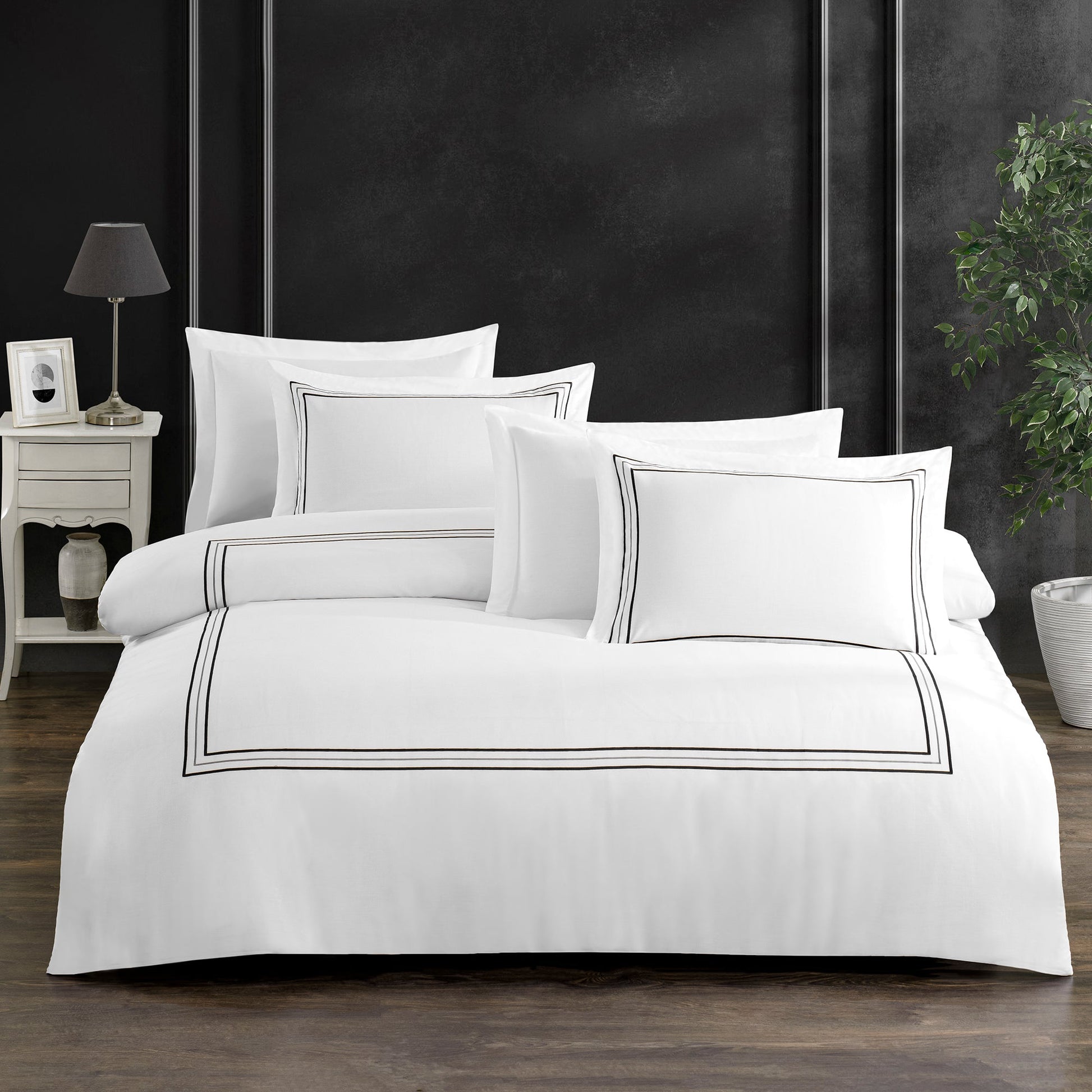 PASIONI RİCCO SATEN NAKIŞLI NEVRESİM TAKIMI (ANTRASİT) - Pasioni