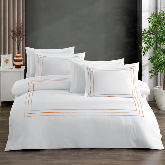 PASIONI RİCCO SATEN NAKIŞLI NEVRESİM TAKIMI (TURUNCU) - Pasioni