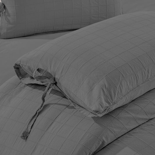 PASIONI ROCCO NAKIŞLI NATUREL ÇİFT KİŞİLİK NEVRESİM TAKIMI ANTRASİT - Pasioni