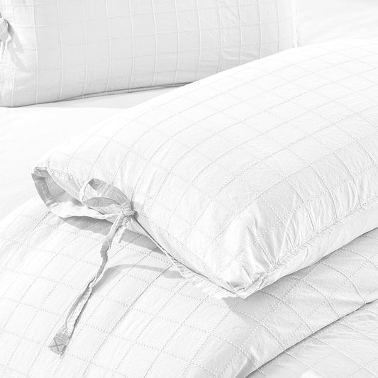 PASIONI ROCCO NAKIŞLI NATUREL ÇİFT KİŞİLİK NEVRESİM TAKIMI BEYAZ - Pasioni