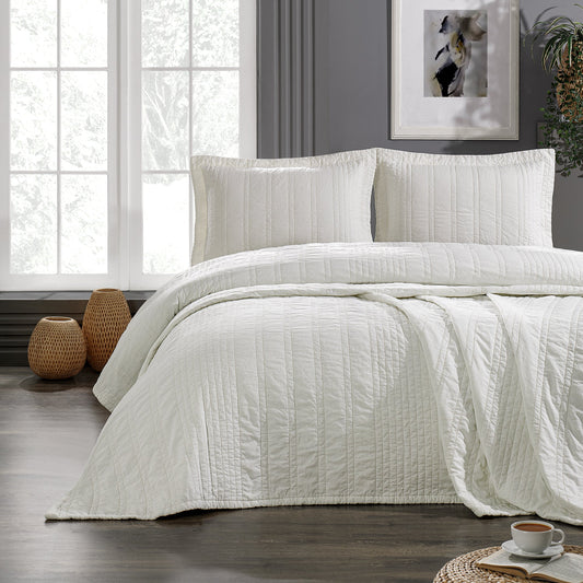 Pasioni Sante Pamuklu Parça Boyama Çift Kişilik Yatak Örtüsü Takımı Beyaz - Pasioni