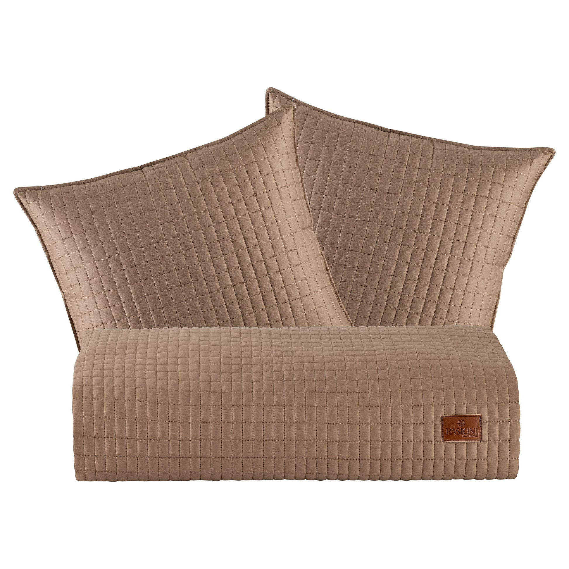 PASIONI - Saten - Elegante - Camel Çift Kişilik Yatak Runner Seti - Pasioni