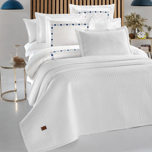 PASIONI - Saten - Elegante - Çift Kişilik Yatak Örtüsü Takımı Beyaz - Pasioni