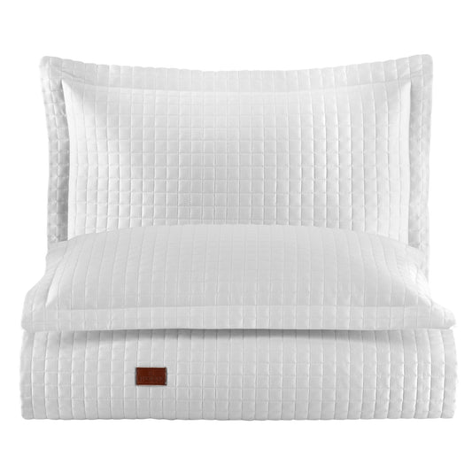 PASIONI - Saten - Elegante - Çift Kişilik Yatak Örtüsü Takımı Beyaz - Pasioni