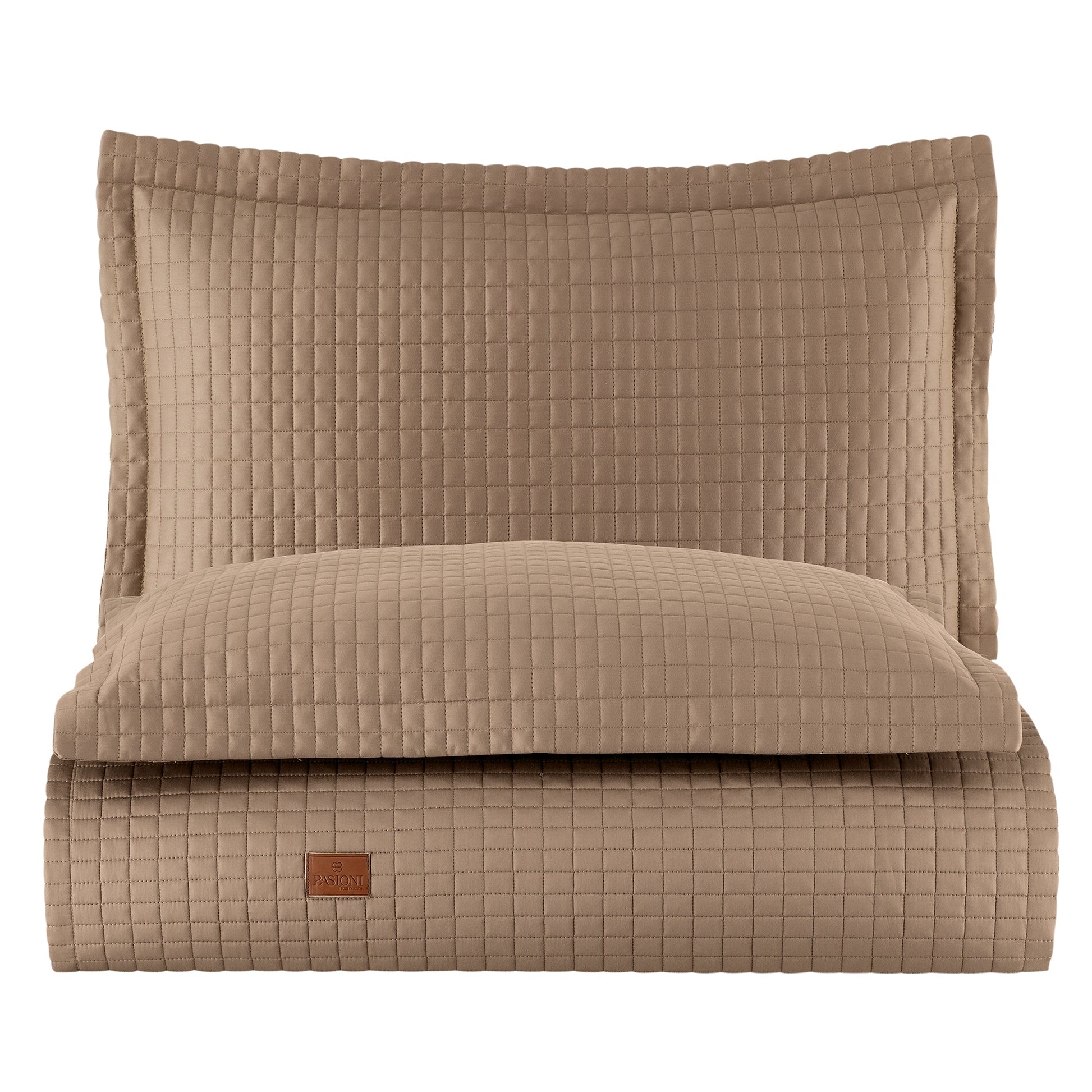 PASIONI - Saten - Elegante - Çift Kişilik Yatak Örtüsü Takımı Camel - Pasioni