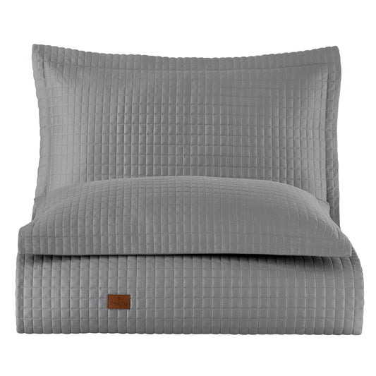 PASIONI - Saten - Elegante - Çift Kişilik Yatak Örtüsü Takımı Gri - Pasioni