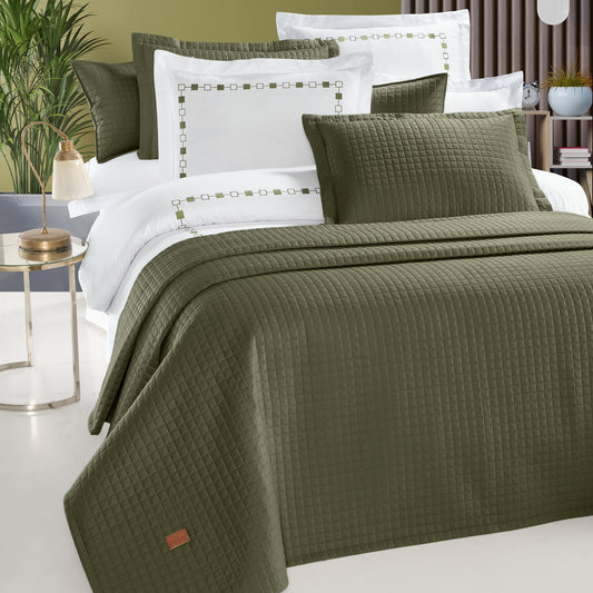 PASIONI - Saten - Elegante - Çift Kişilik Yatak Örtüsü Takımı Haki - Pasioni