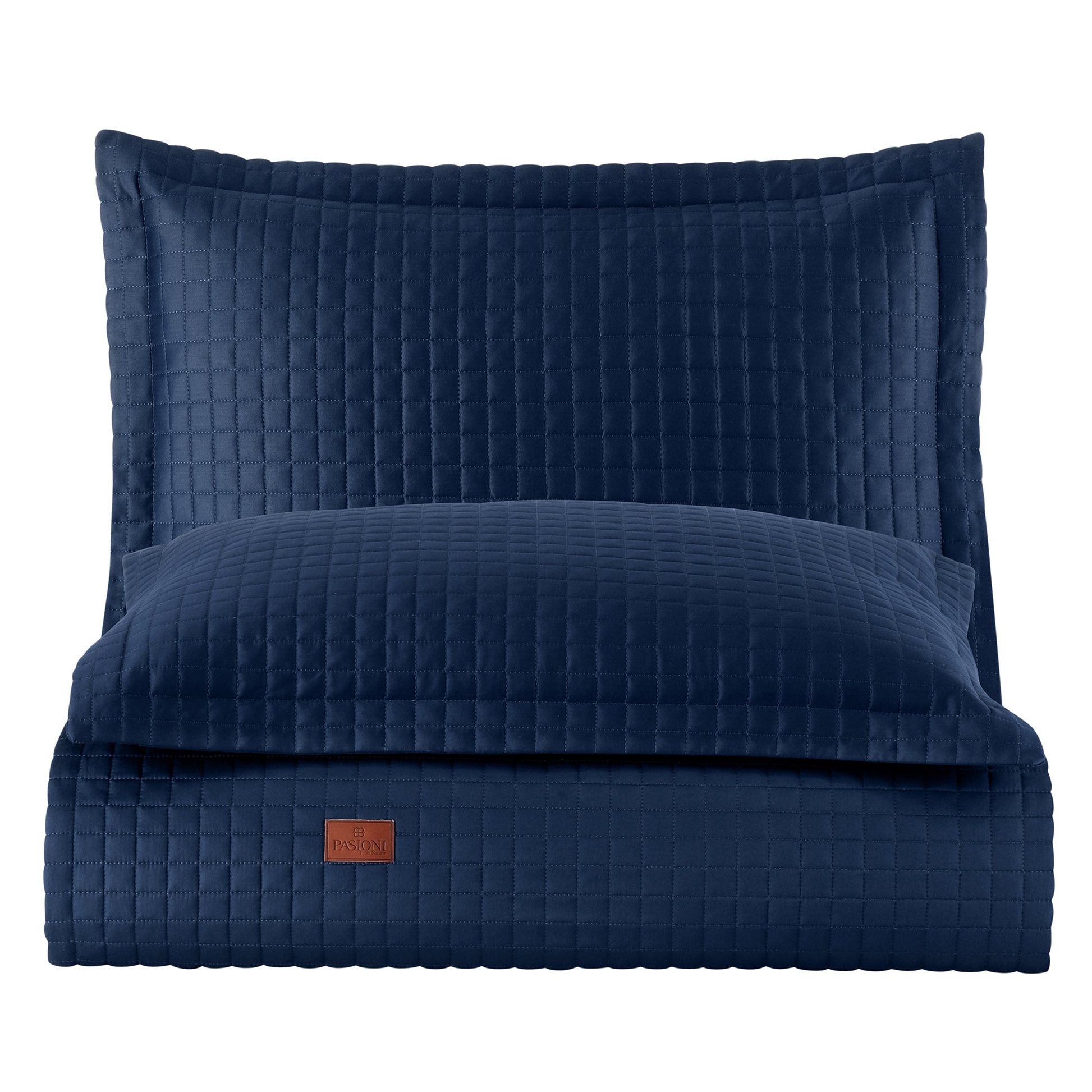 PASIONI - Saten - Elegante - Çift Kişilik Yatak Örtüsü Takımı Lacivert - Pasioni