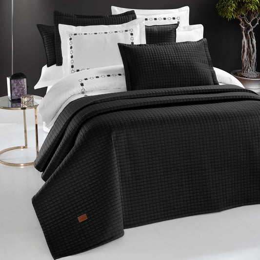 PASIONI - Saten - Elegante - Çift Kişilik Yatak Örtüsü Takımı Siyah - Pasioni