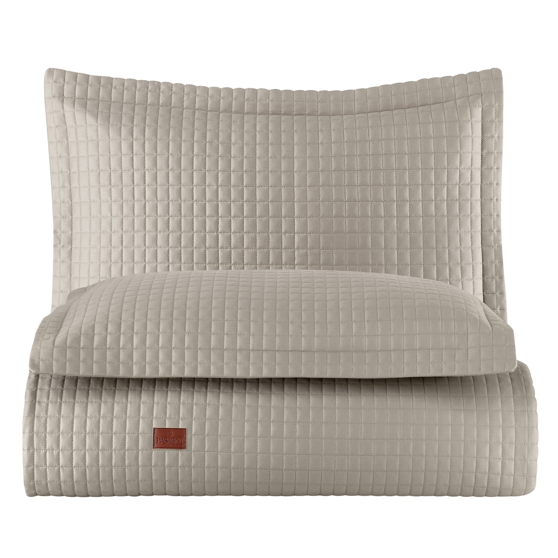 PASIONI - Saten - Elegante - Çift Kişilik Yatak Örtüsü Takımı Taş - Pasioni