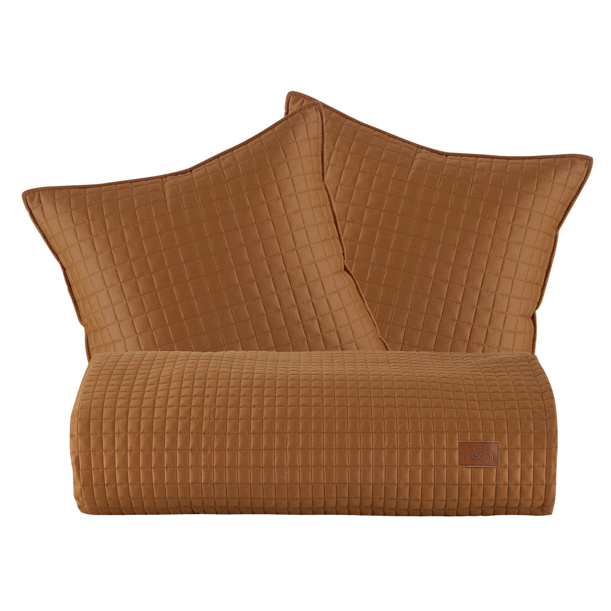 PASIONI - Saten - Elegante - Hardal Çift Kişilik Yatak Runner Seti - Pasioni