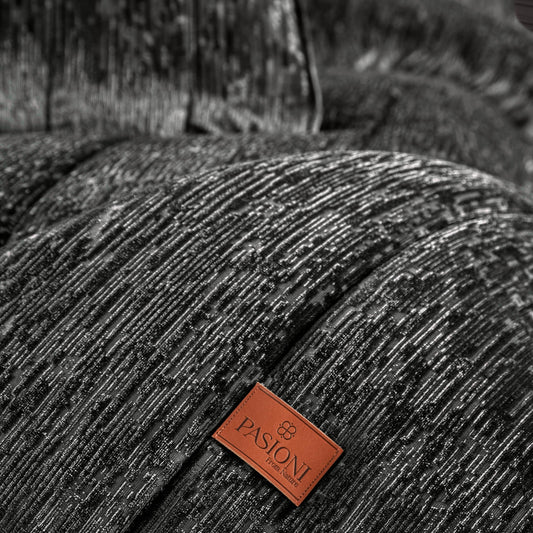 PASIONI - Velvet - Gerardo - Jakar Kadife Antrasit Çift Kişilik Yatak Örtüsü Takımı - Pasioni