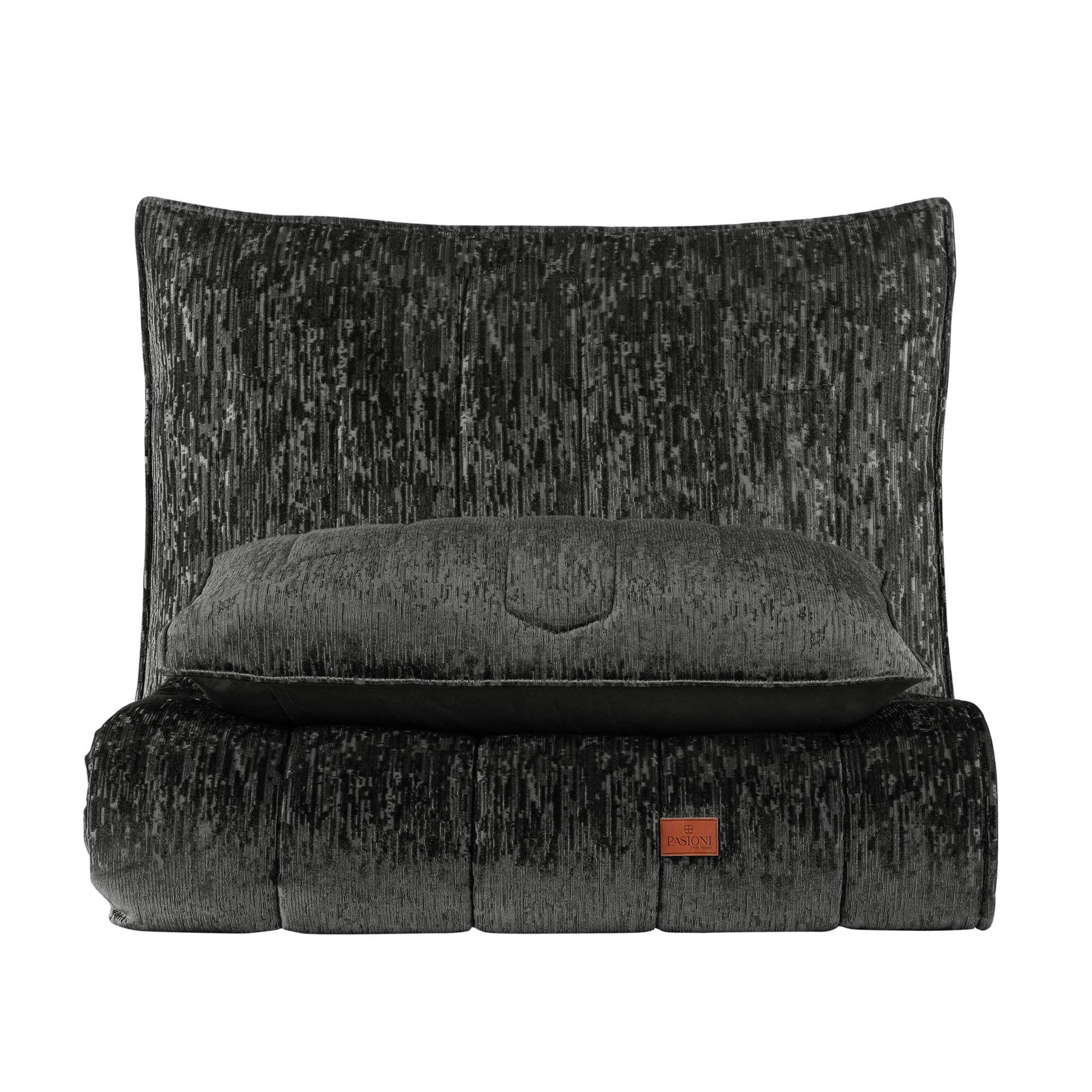 PASIONI - Velvet - Gerardo - Jakar Kadife Antrasit Çift Kişilik Yatak Örtüsü Takımı - Pasioni