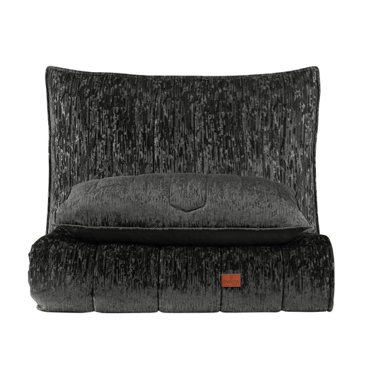 PASIONI - Velvet - Gerardo - Jakar Kadife Antrasit Çift Kişilik Yatak Örtüsü Takımı - Pasioni