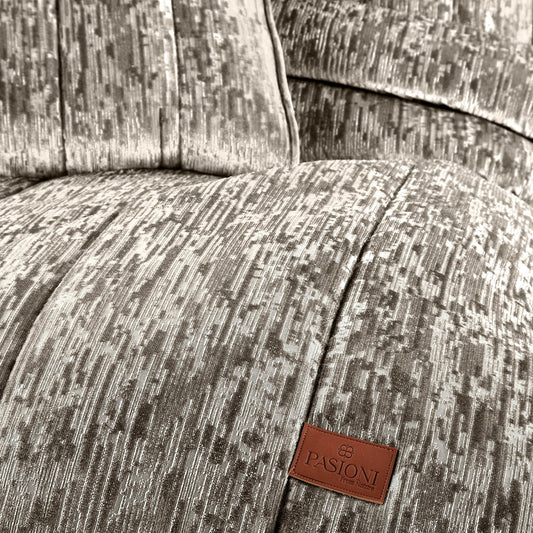 PASIONI - Velvet - Gerardo - Jakar Kadife Bej Çift Kişilik Yatak Örtüsü Takımı - Pasioni