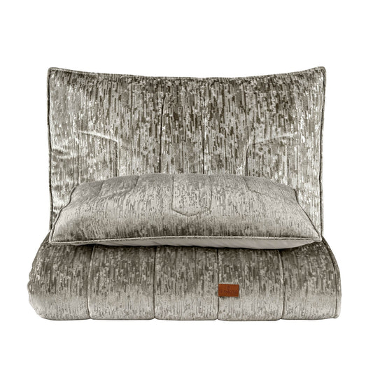 PASIONI - Velvet - Gerardo - Jakar Kadife Bej Çift Kişilik Yatak Örtüsü Takımı - Pasioni