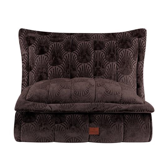 PASIONI - Velvet - Lucianna - Jakar Kadife Mürdüm Çift Kişilik Yatak Örtüsü Takımı - Pasioni