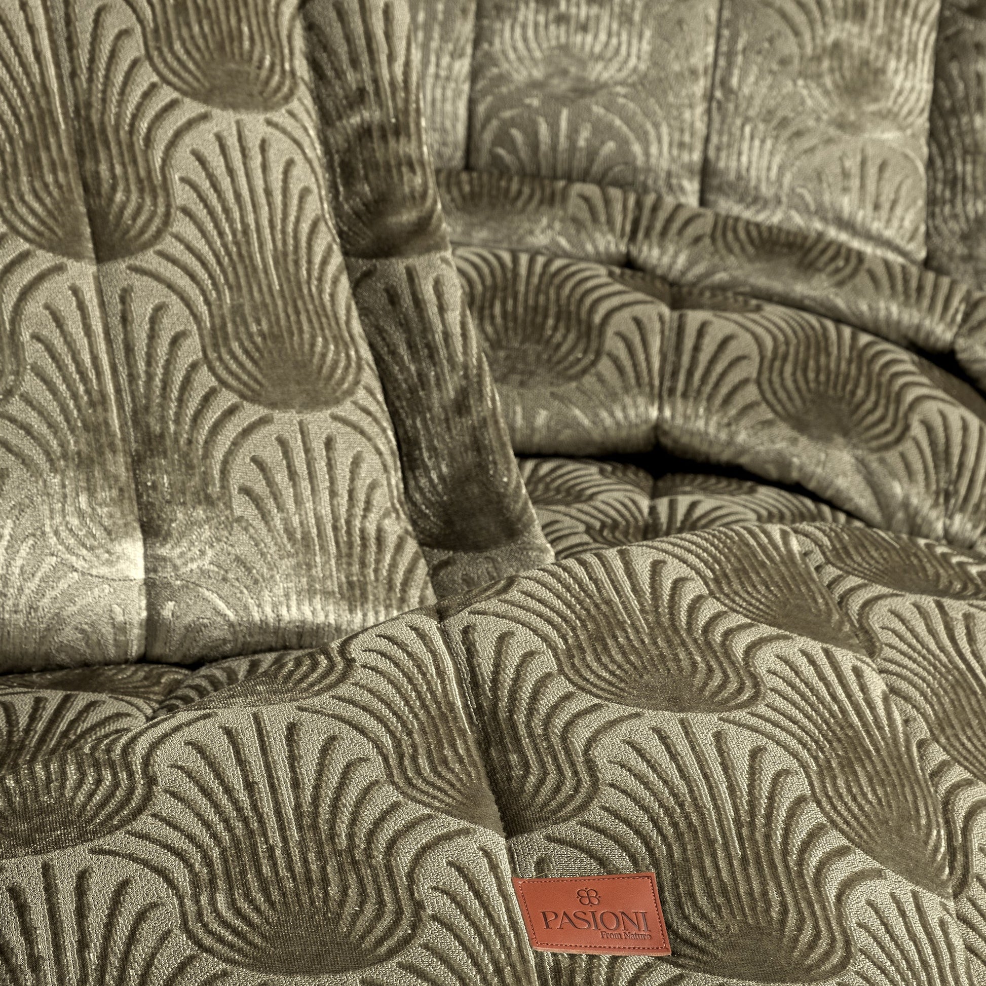 PASIONI - Velvet - Lucianna - Jakar Kadife Sage Çift Kişilik Yatak Örtüsü Takımı - Pasioni