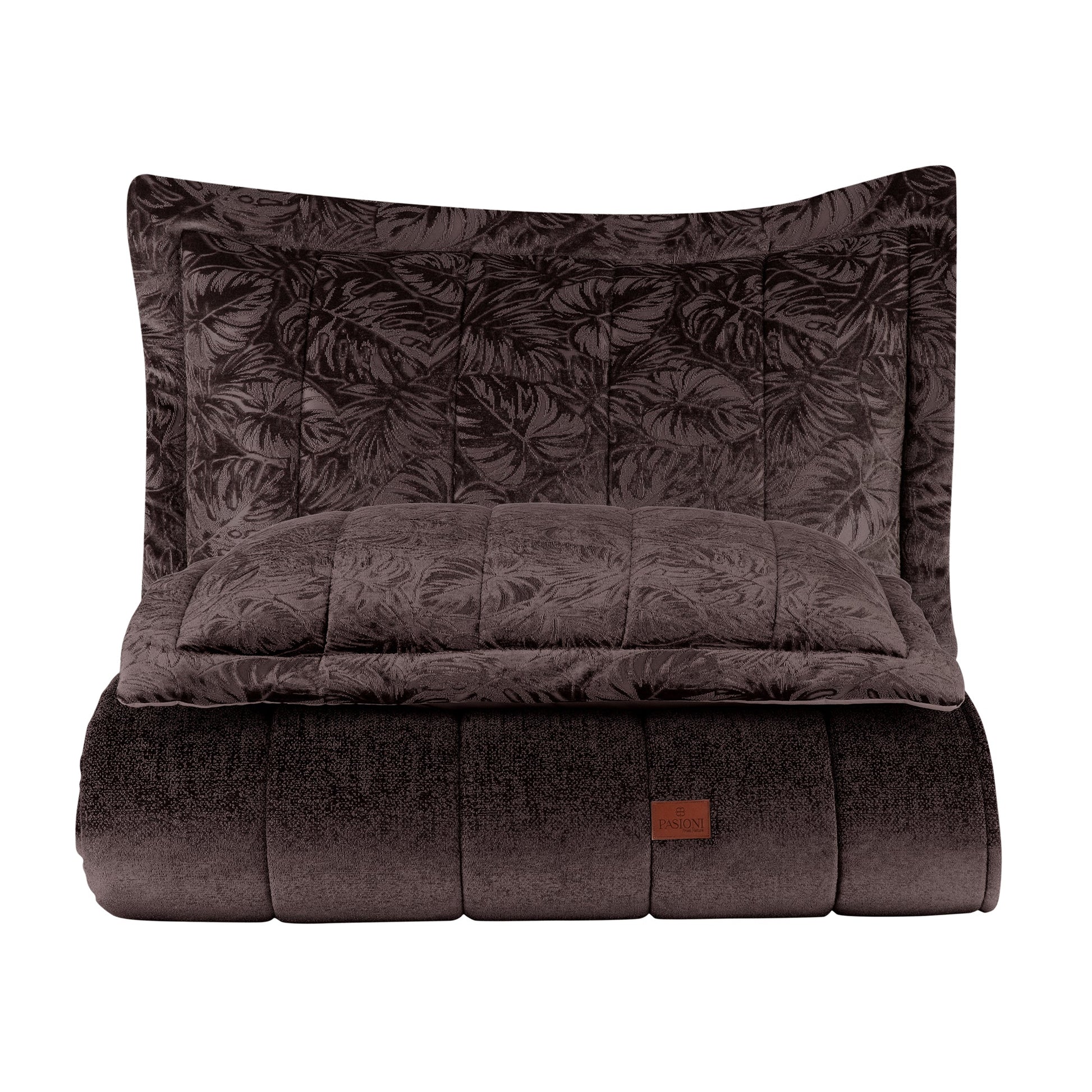 PASIONI - Velvet - Lucie - Jakar Kadife Mürdüm Çift Kişilik Yatak Örtüsü Takımı - Pasioni